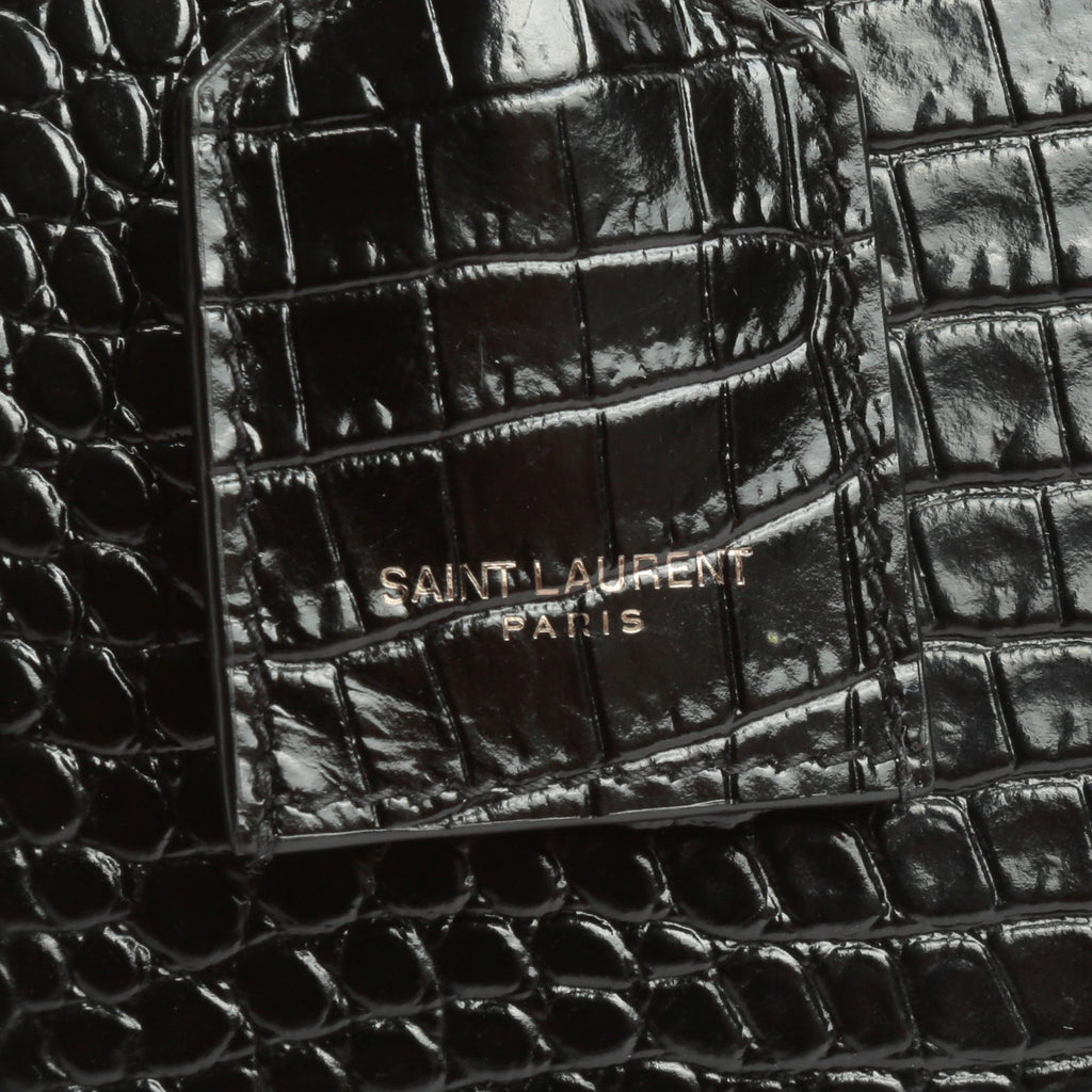 SAINT LAURENT Sunset Medium Black Croc