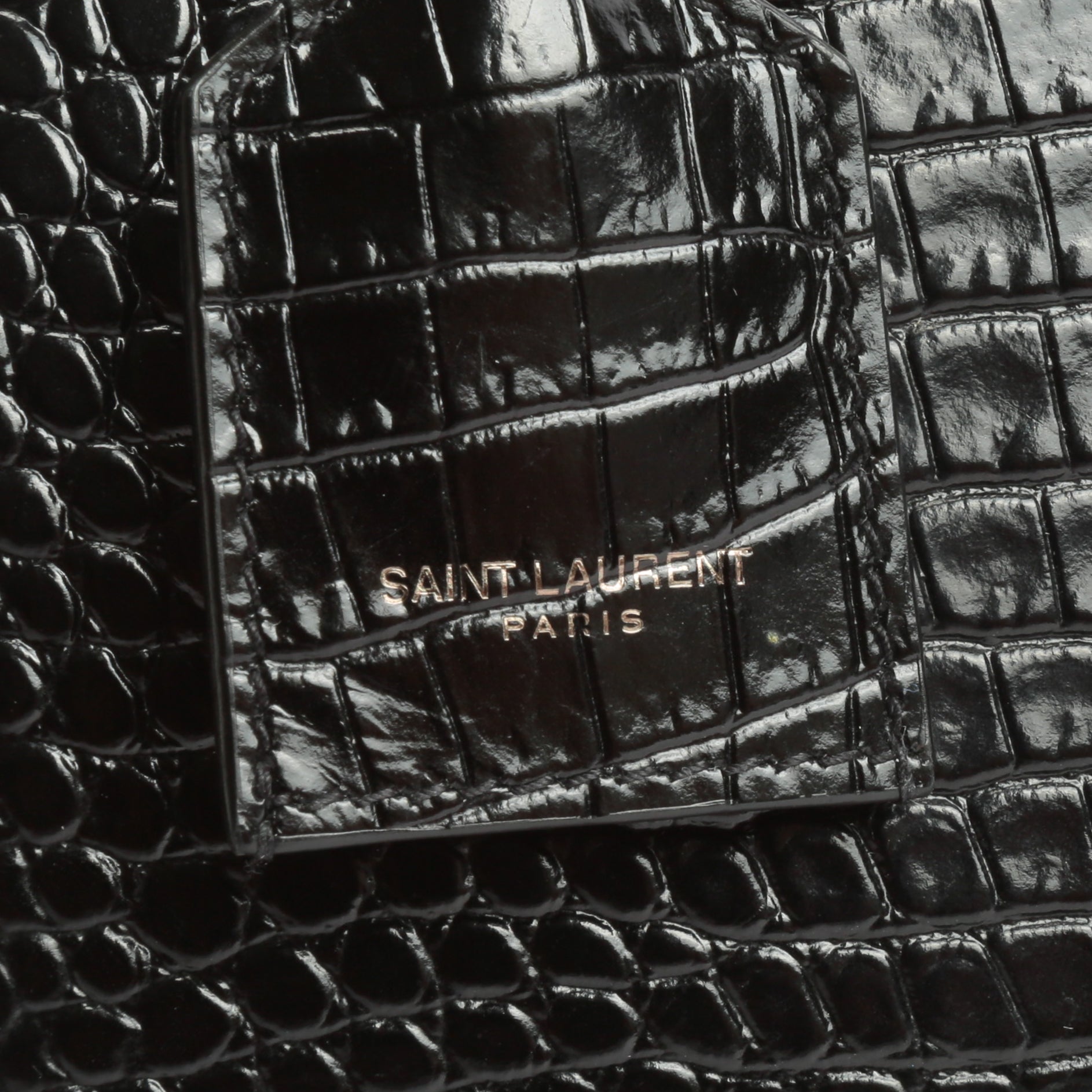 SAINT LAURENT Sunset Medium Black Croc