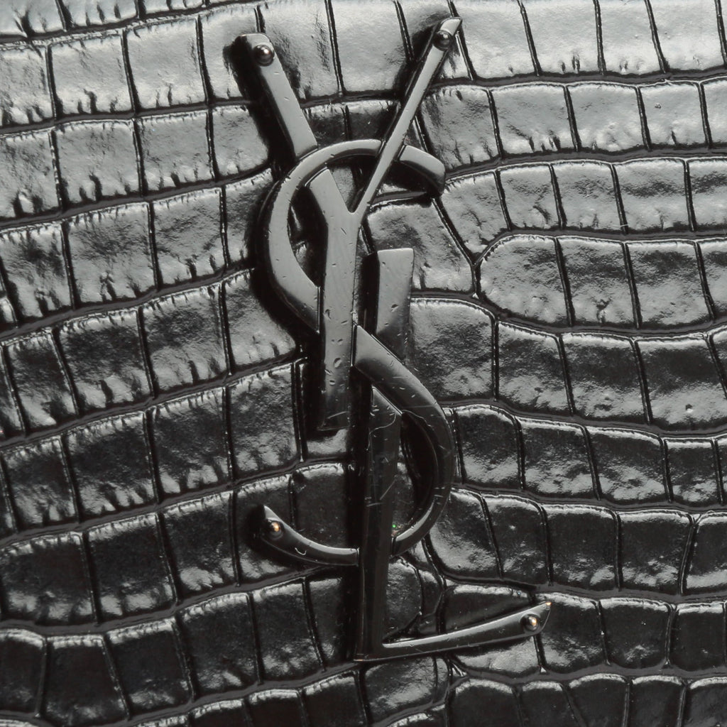 SAINT LAURENT Sunset Medium Black Croc