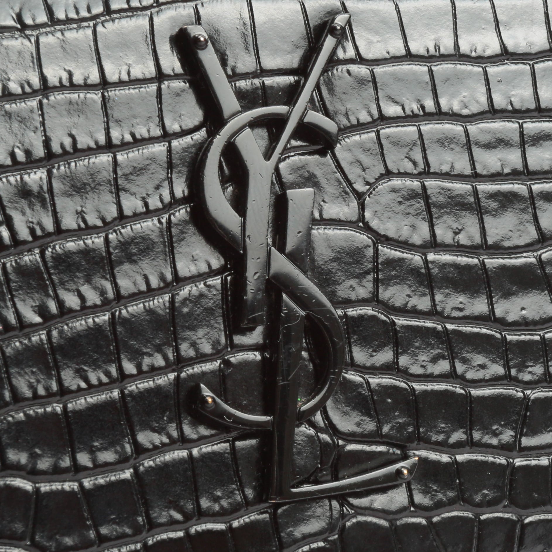 SAINT LAURENT Sunset Medium Black Croc