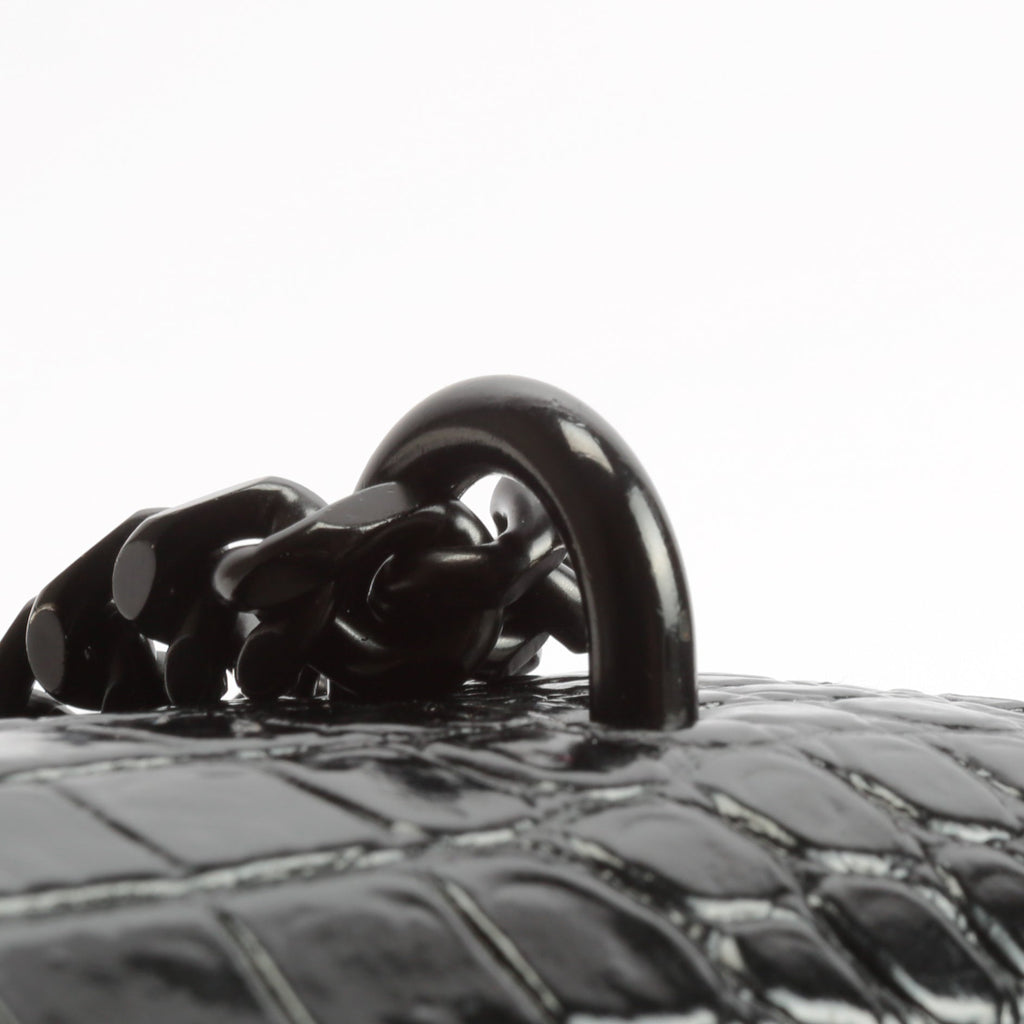 SAINT LAURENT Sunset Medium Black Croc