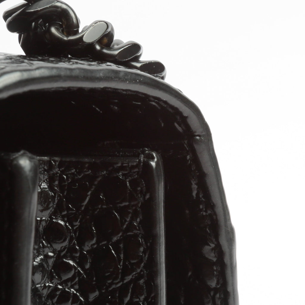 SAINT LAURENT Sunset Medium Black Croc