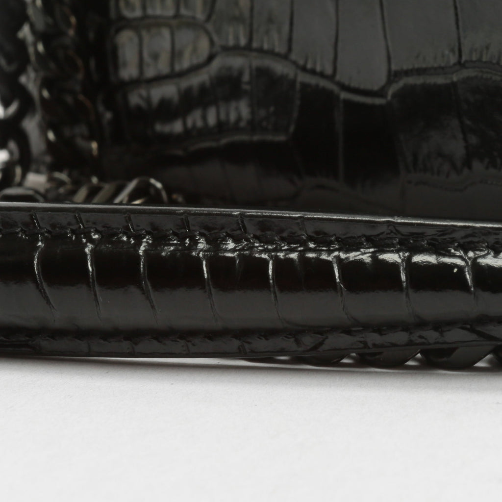 SAINT LAURENT Sunset Medium Black Croc