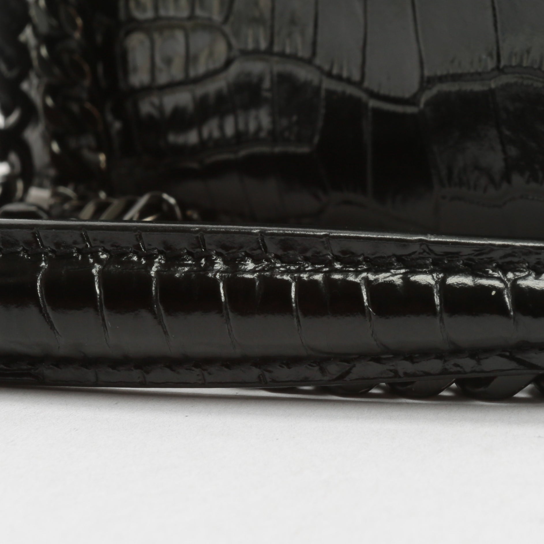 SAINT LAURENT Sunset Medium Black Croc