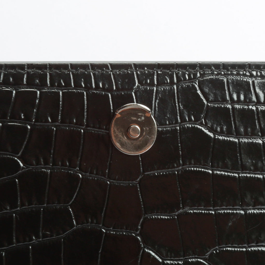 SAINT LAURENT Sunset Medium Black Croc