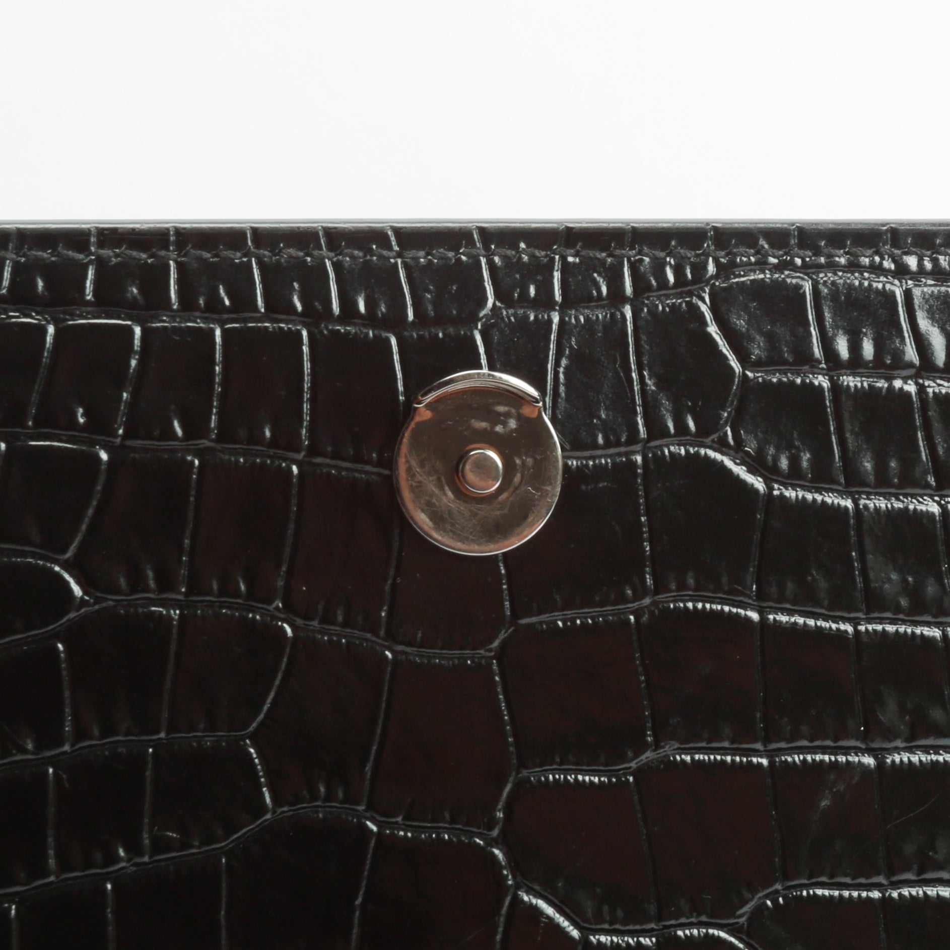 SAINT LAURENT Sunset Medium Black Croc