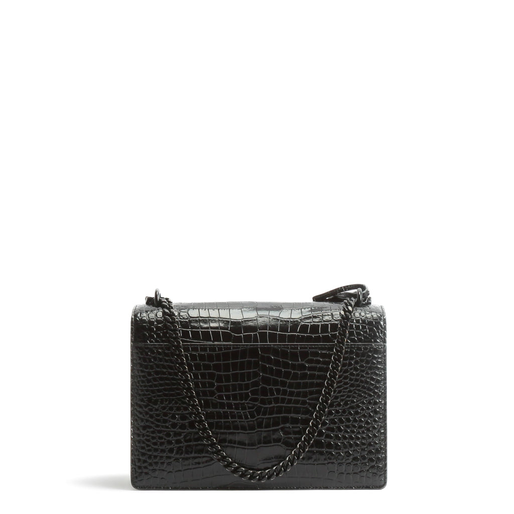 SAINT LAURENT Sunset Medium Black Croc