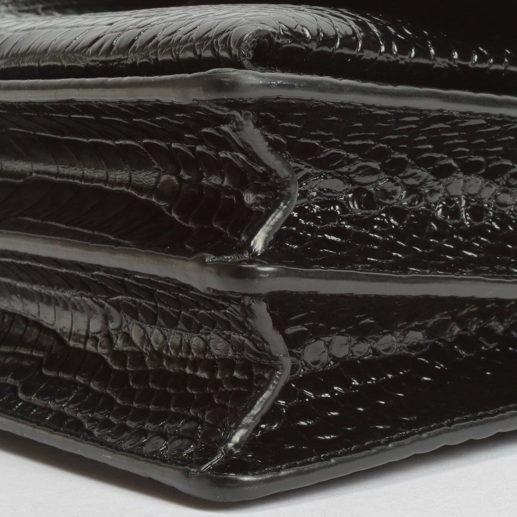 SAINT LAURENT Sunset Medium Black Croc