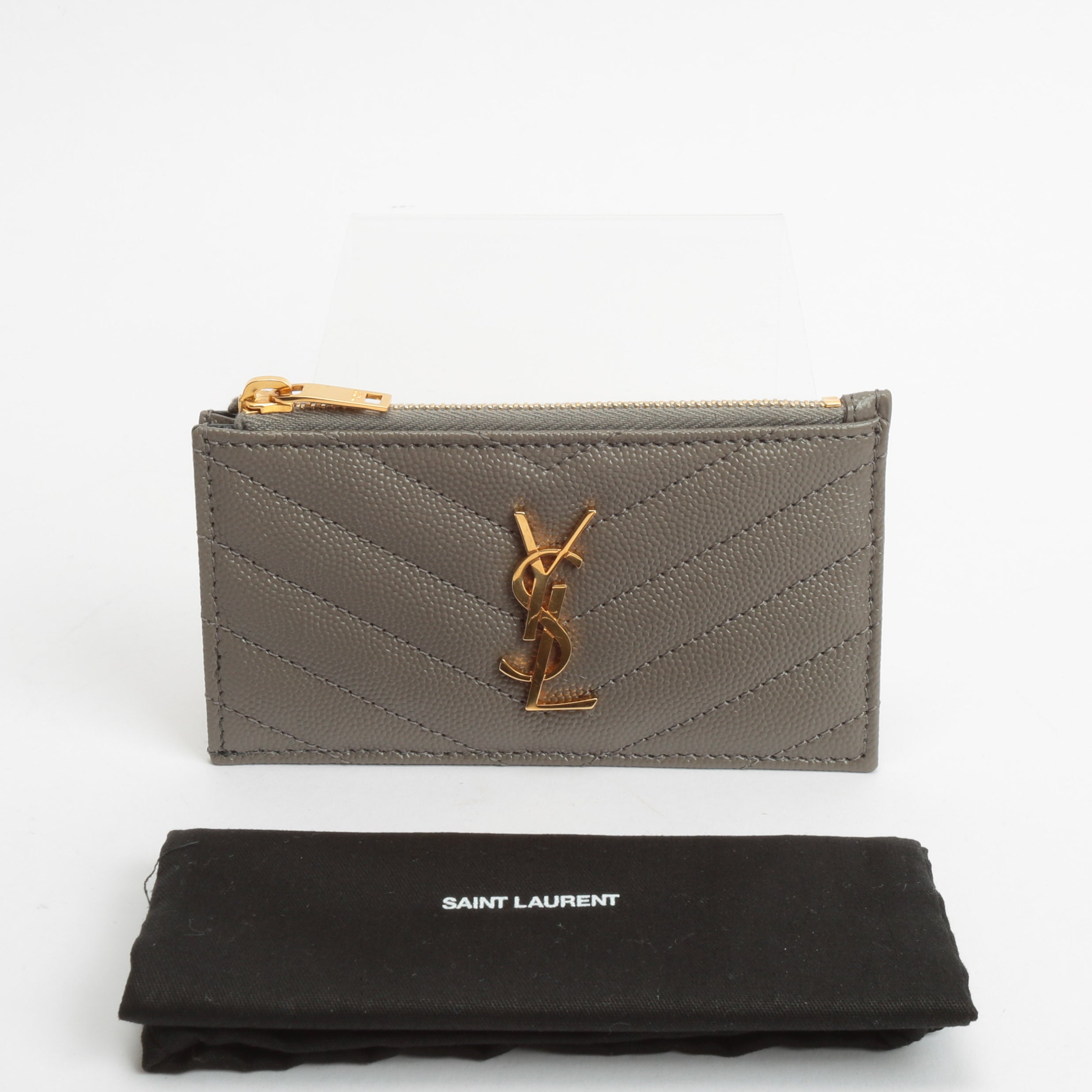 SAINT LAURENT Card Holder/Coin Purse- Grey
