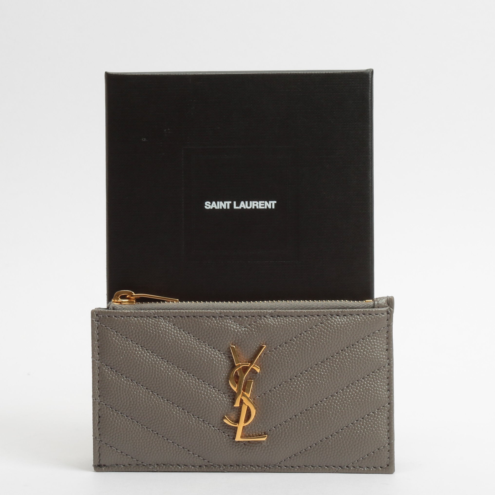 SAINT LAURENT Card Holder/Coin Purse- Grey
