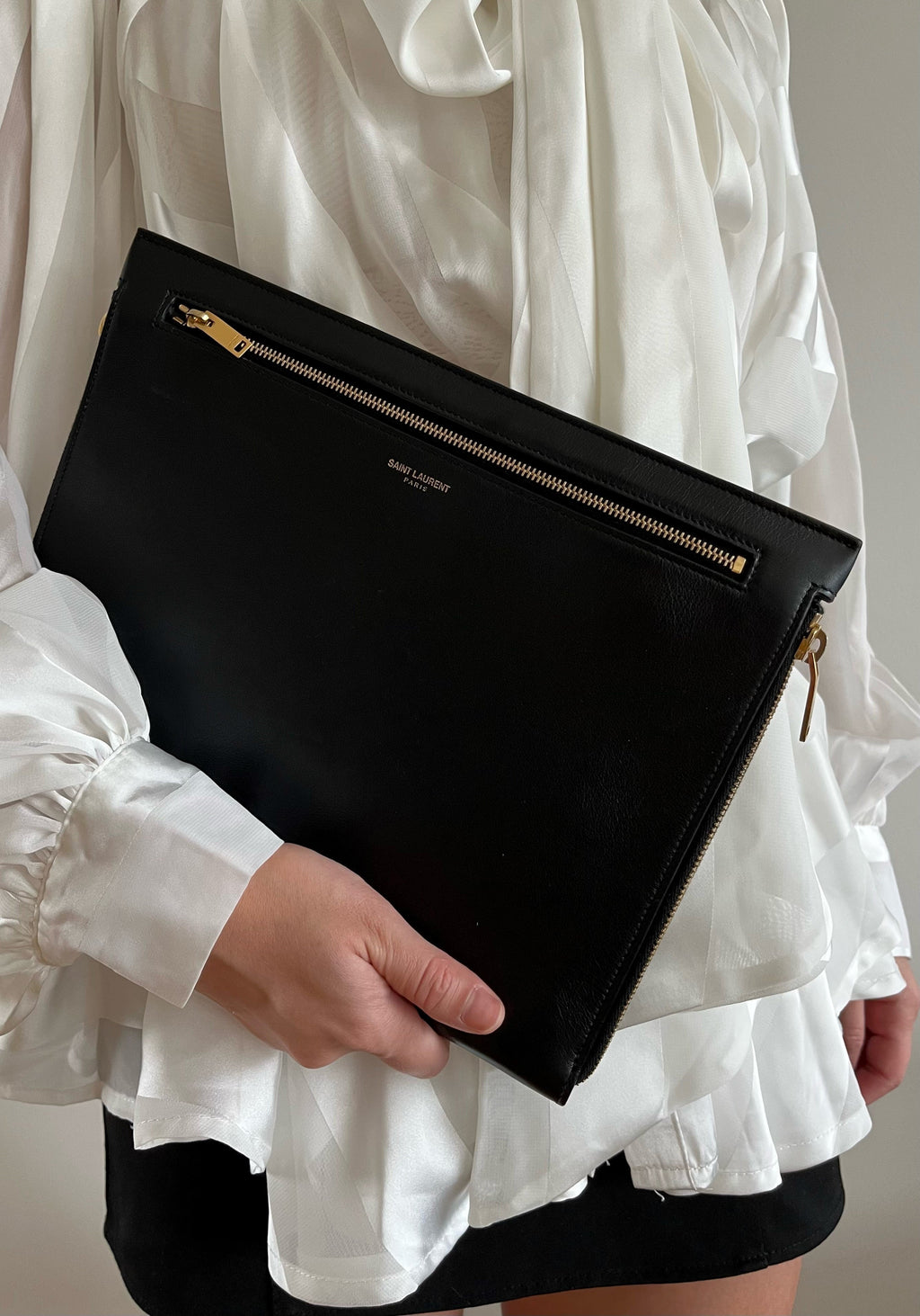 Saint Laurent Clutch in Black Leather