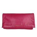 SAINT LAURENT maxi clutch bag in fuchsia leather