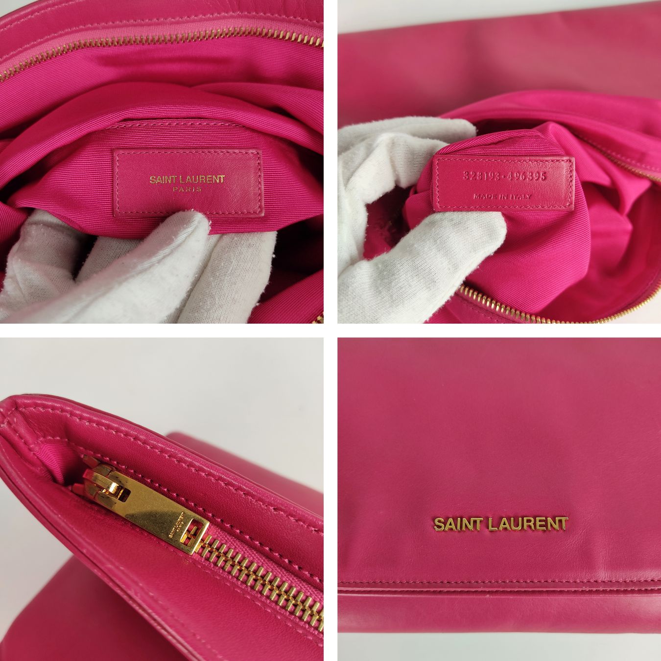 SAINT LAURENT maxi clutch bag in fuchsia leather