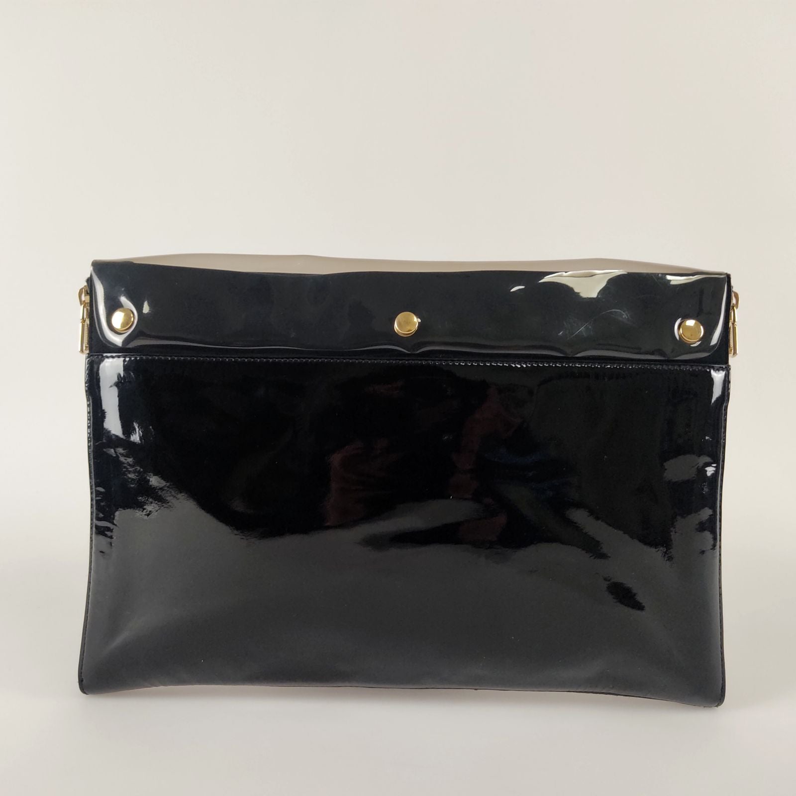 SAINT LAURENT logo envelope model clutch bag in black leather