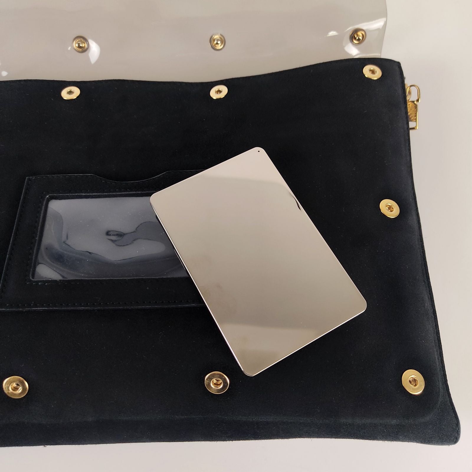 SAINT LAURENT logo envelope model clutch bag in black leather