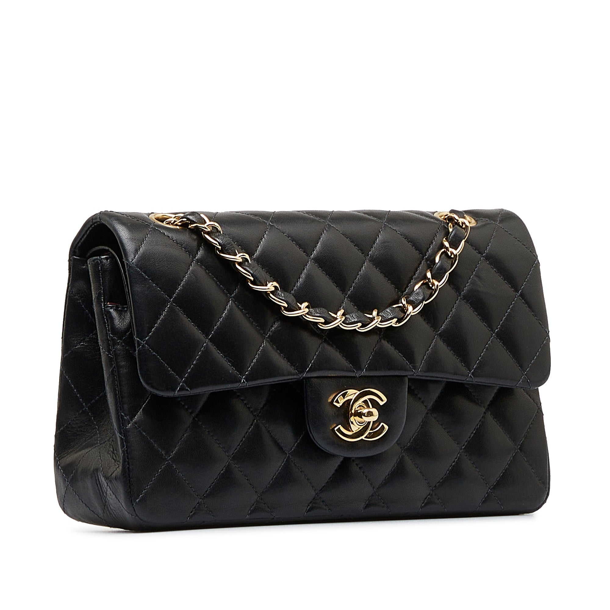 CHANEL Small Classic Lambskin Leather Double Flap Bag