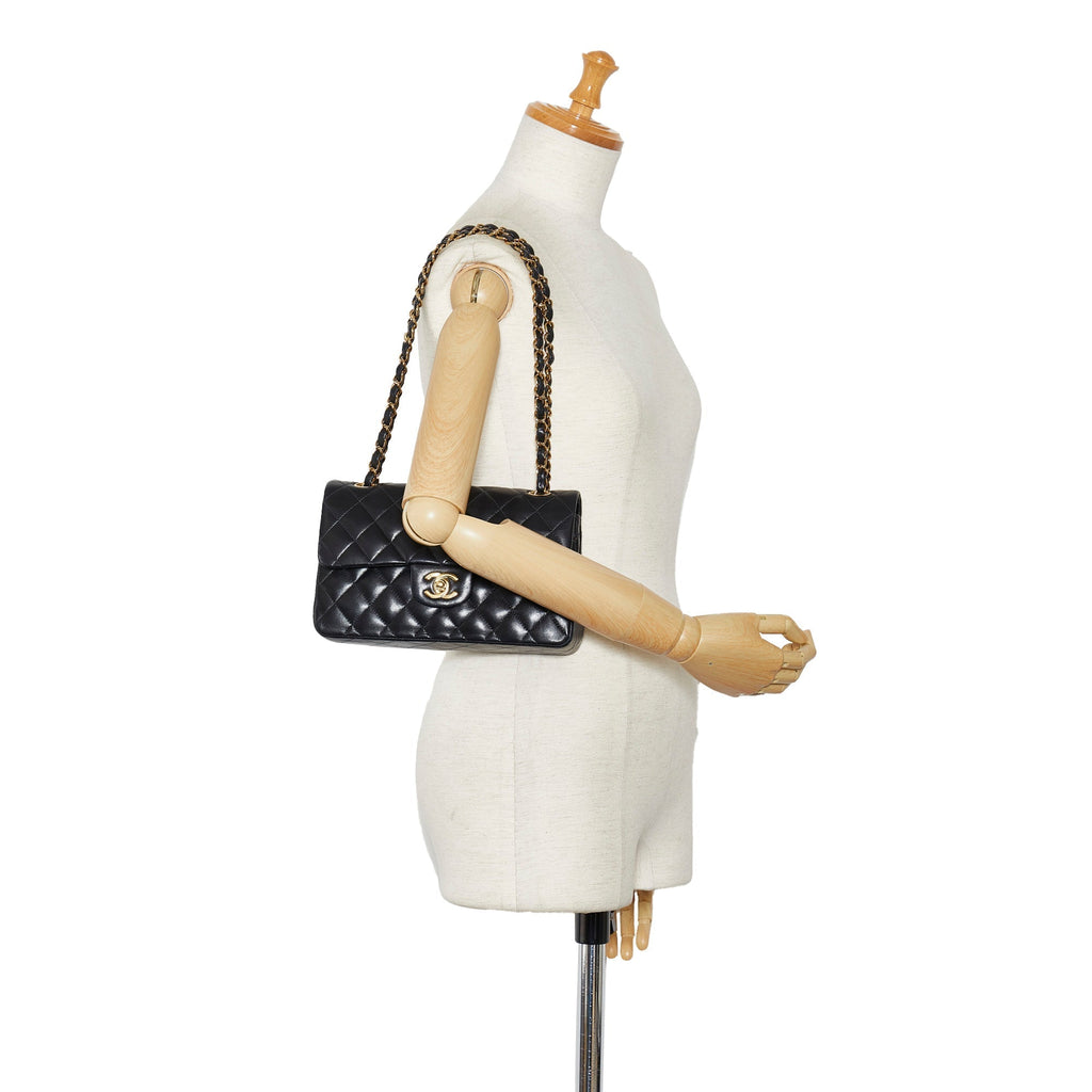 CHANEL Small Classic Lambskin Leather Double Flap Bag