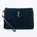 Saint Laurent Chevron Strap Turqoise Velvet