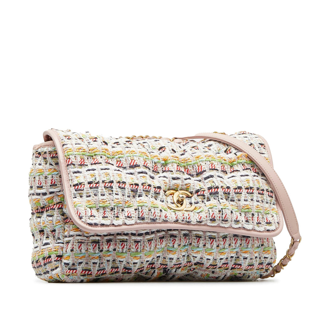 CHANEL Jumbo Tweed Chesterfield Single Flap Shoulder Bag