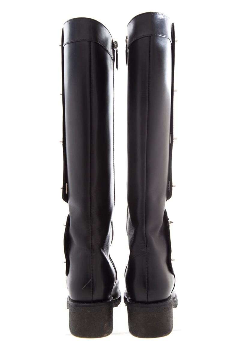 Chanel Black Knee High Riding Boots SZ 38.5