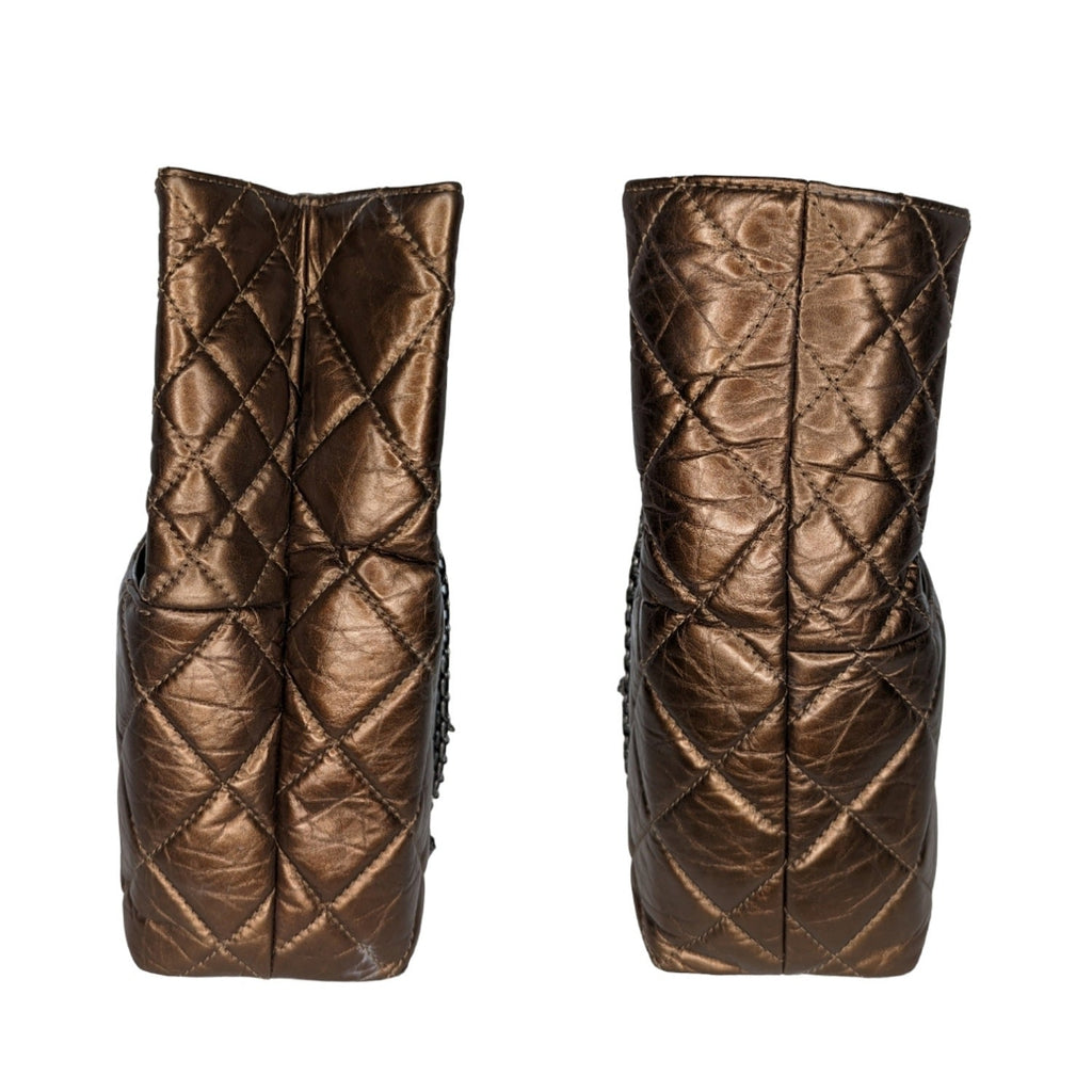 Chanel bag Metallic Aged Calfskin Quilted Reissue Tall Tote Bronze