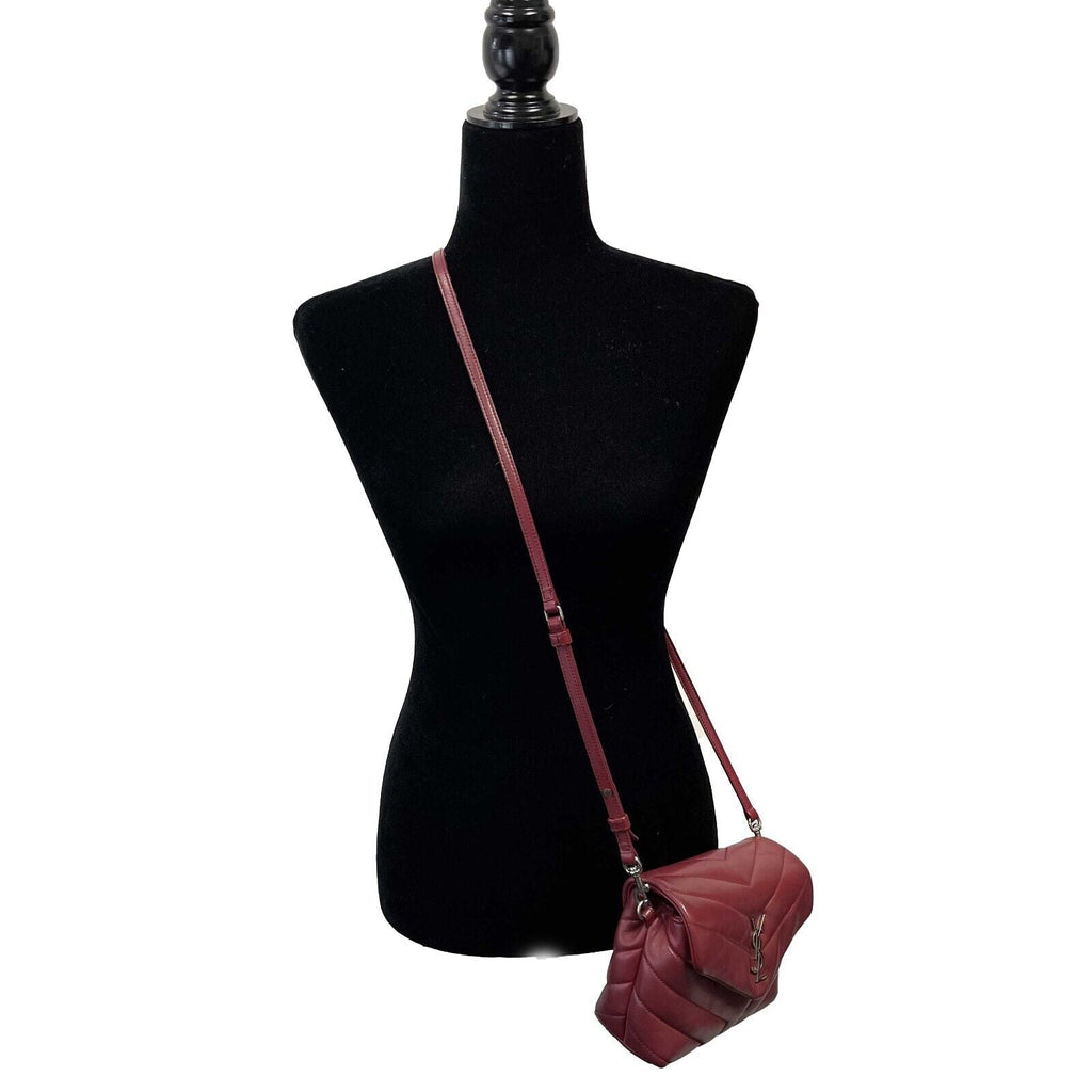 SAINT LAURENT LouLou Toy Strap Bag in Quilted Y Leather Red Cranberry Crossbody