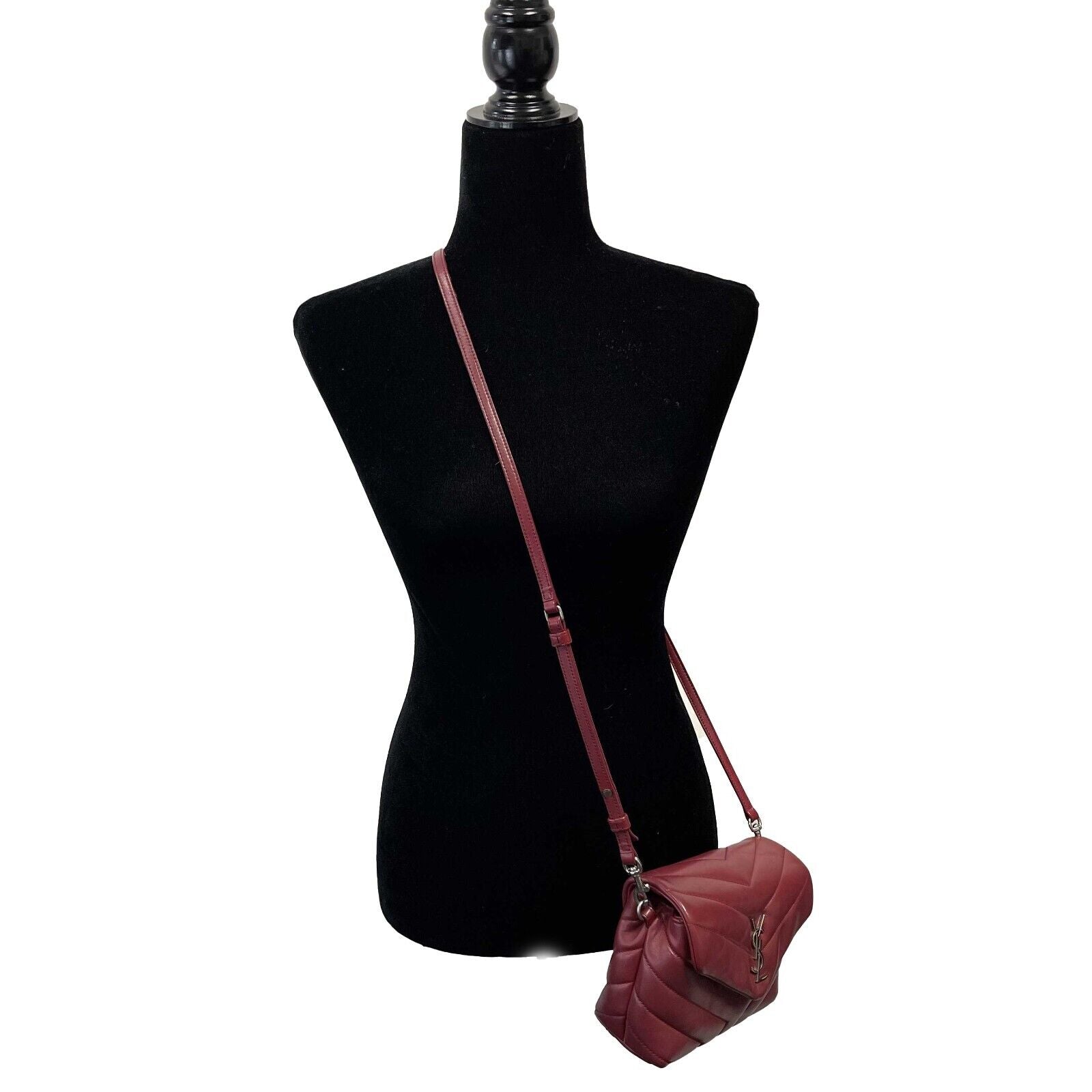 SAINT LAURENT LouLou Toy Strap Bag in Quilted Y Leather Red Cranberry Crossbody
