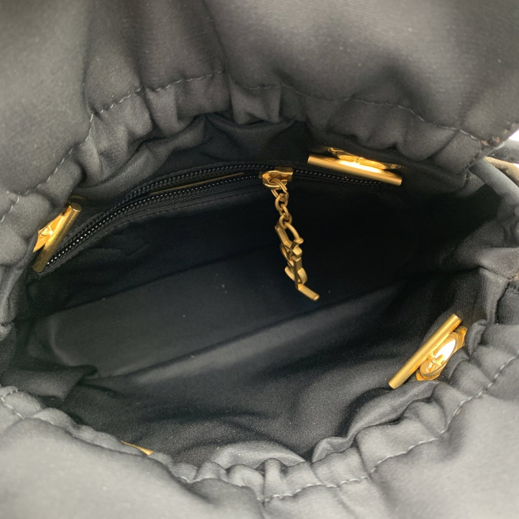 YVES SAINT LAURENT Vintage Metallic Canvas Drawstring Small Handbag