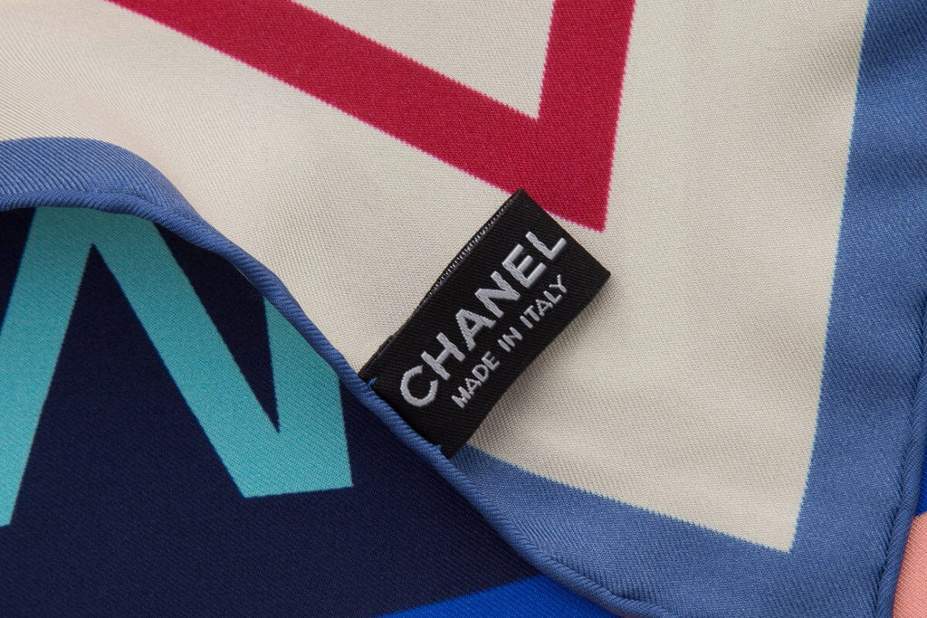 Chanel Multicolor"Rue Cambon Paris" Silk Scarf