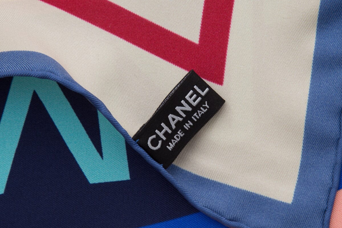 Chanel Multicolor"Rue Cambon Paris" Silk Scarf