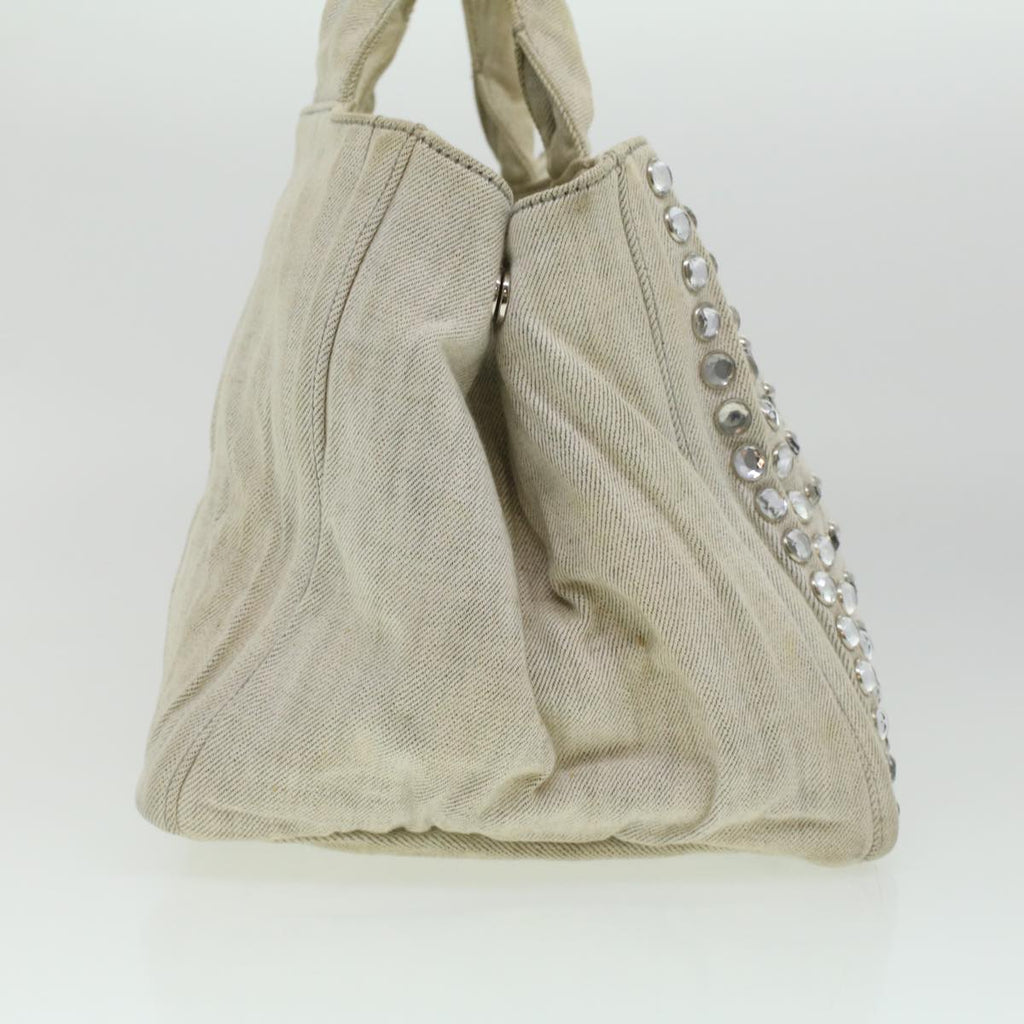 PRADA Bijoux Canapa MM Tote Bag Canvas White  ac1225