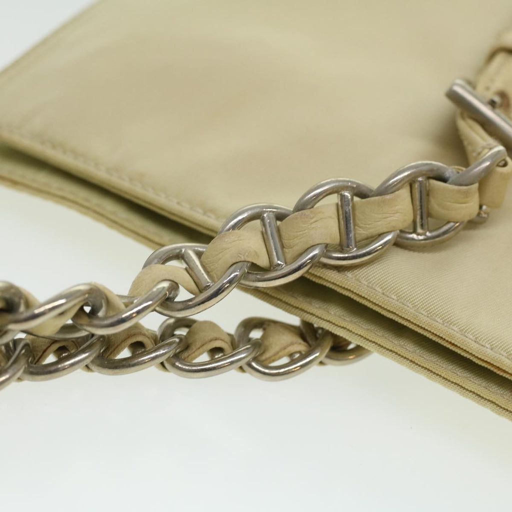 PRADA Chain Shoulder Bag Nylon Beige  ac1622