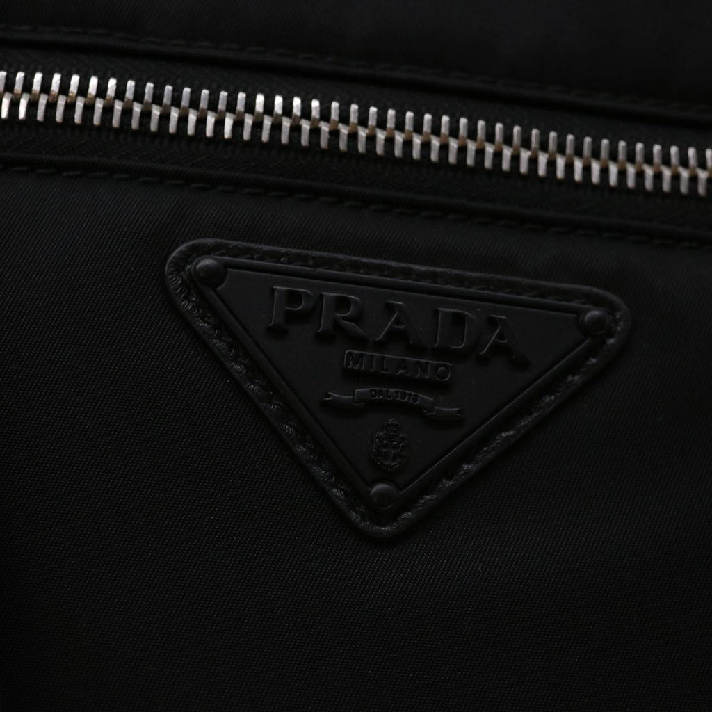 PRADA Clutch Bag Nylon Leather Black Orange  ac997
