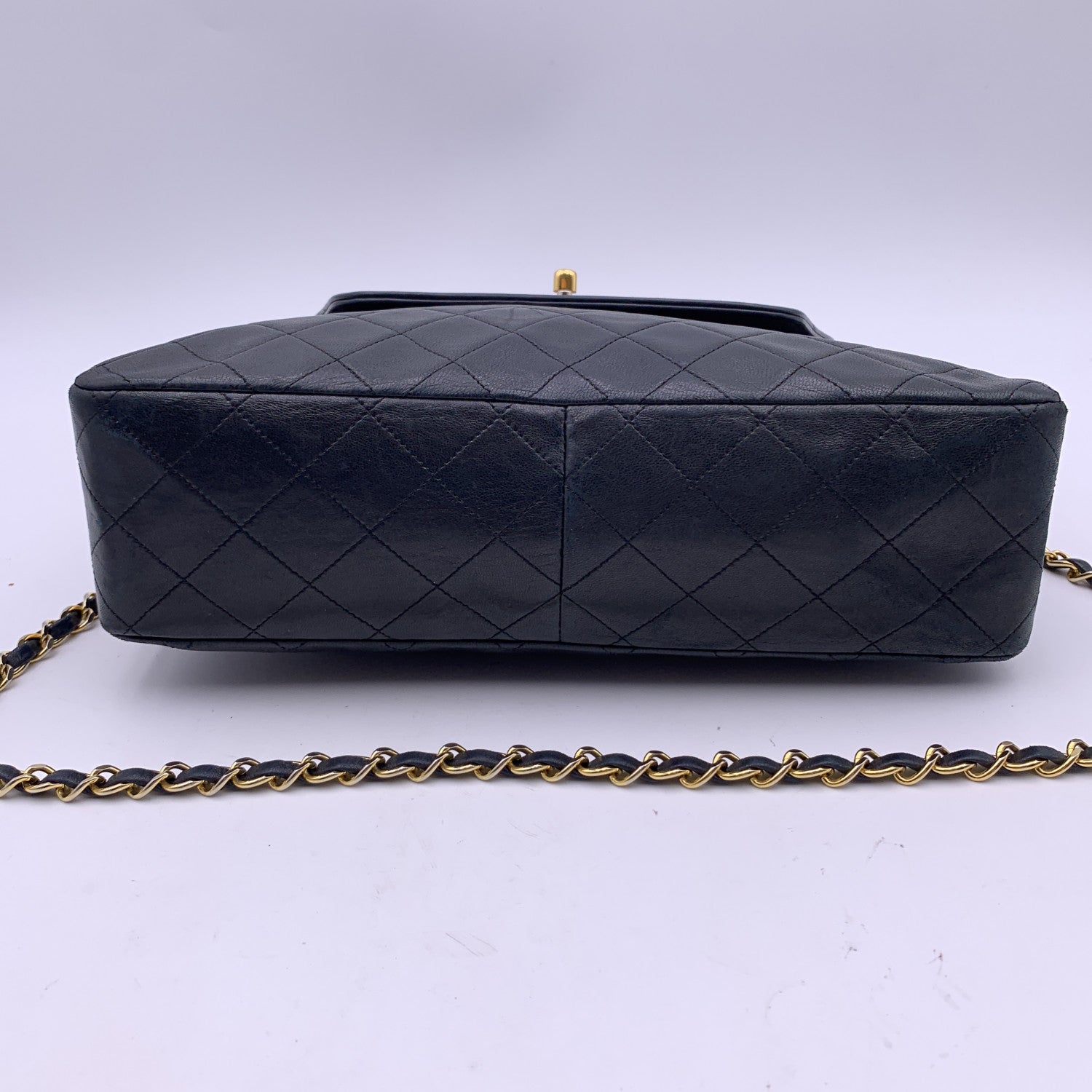 CHANEL Vintage Black Quilted Trapeze Flap Shoulder Bag With Wallet