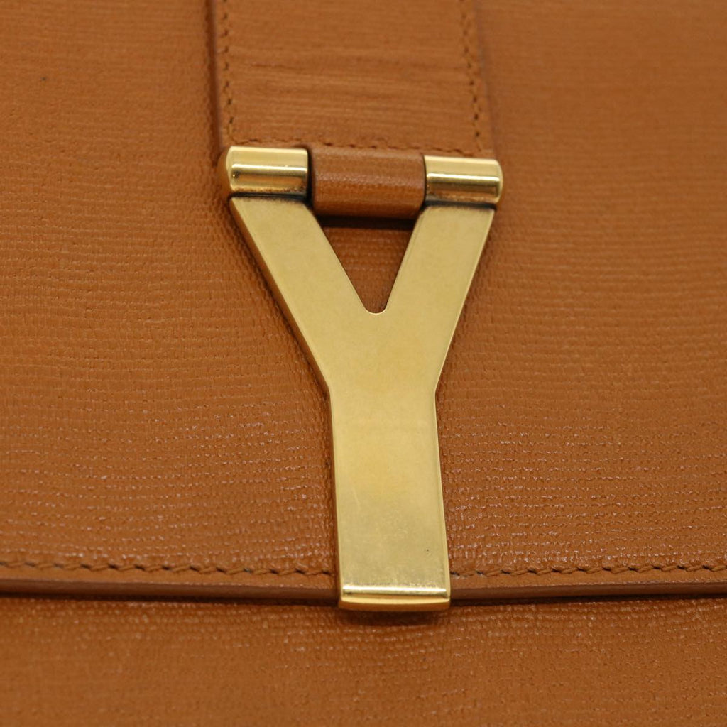 SAINT LAURENT Y line Clutch Bag Brown Auth am3200