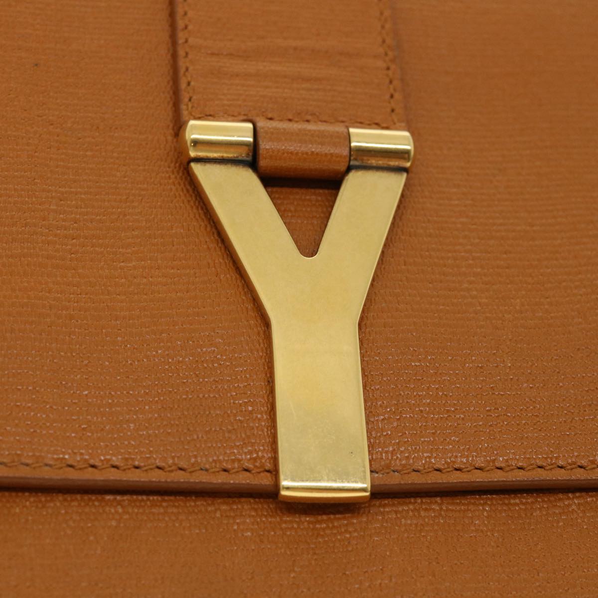 SAINT LAURENT Y line Clutch Bag Brown Auth am3200