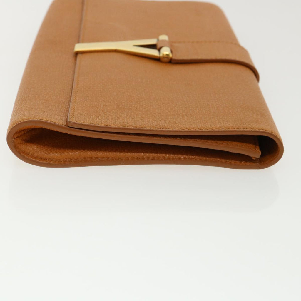 SAINT LAURENT Y line Clutch Bag Brown Auth am3200