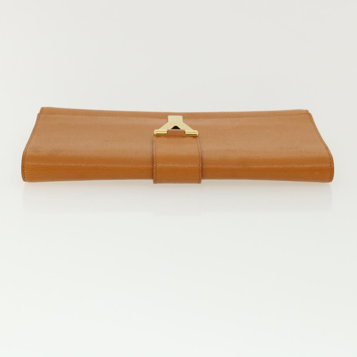 SAINT LAURENT Y line Clutch Bag Brown Auth am3200