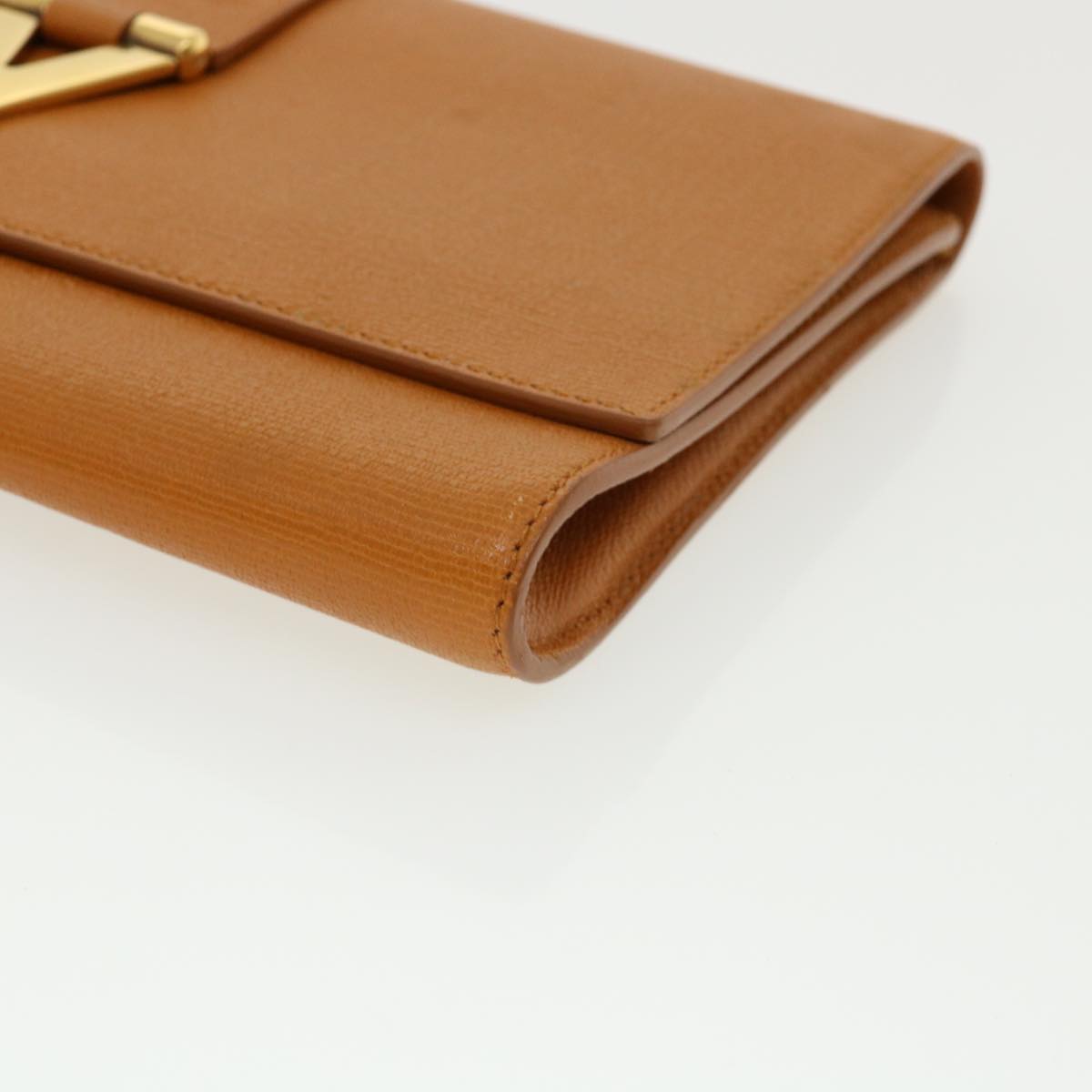 SAINT LAURENT Y line Clutch Bag Brown Auth am3200