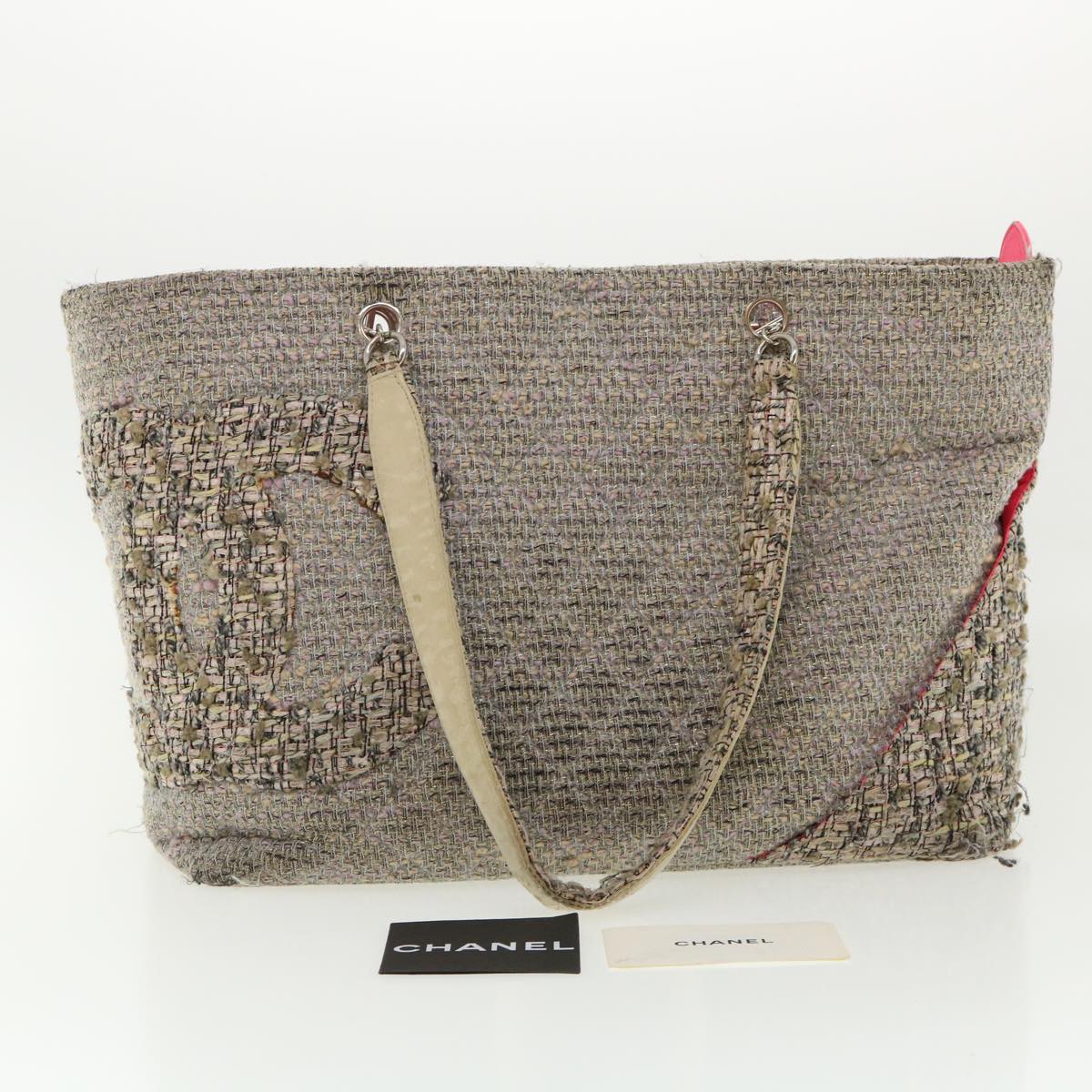 CHANEL Cambon Line Tote Bag Pink Gray CC  am3204