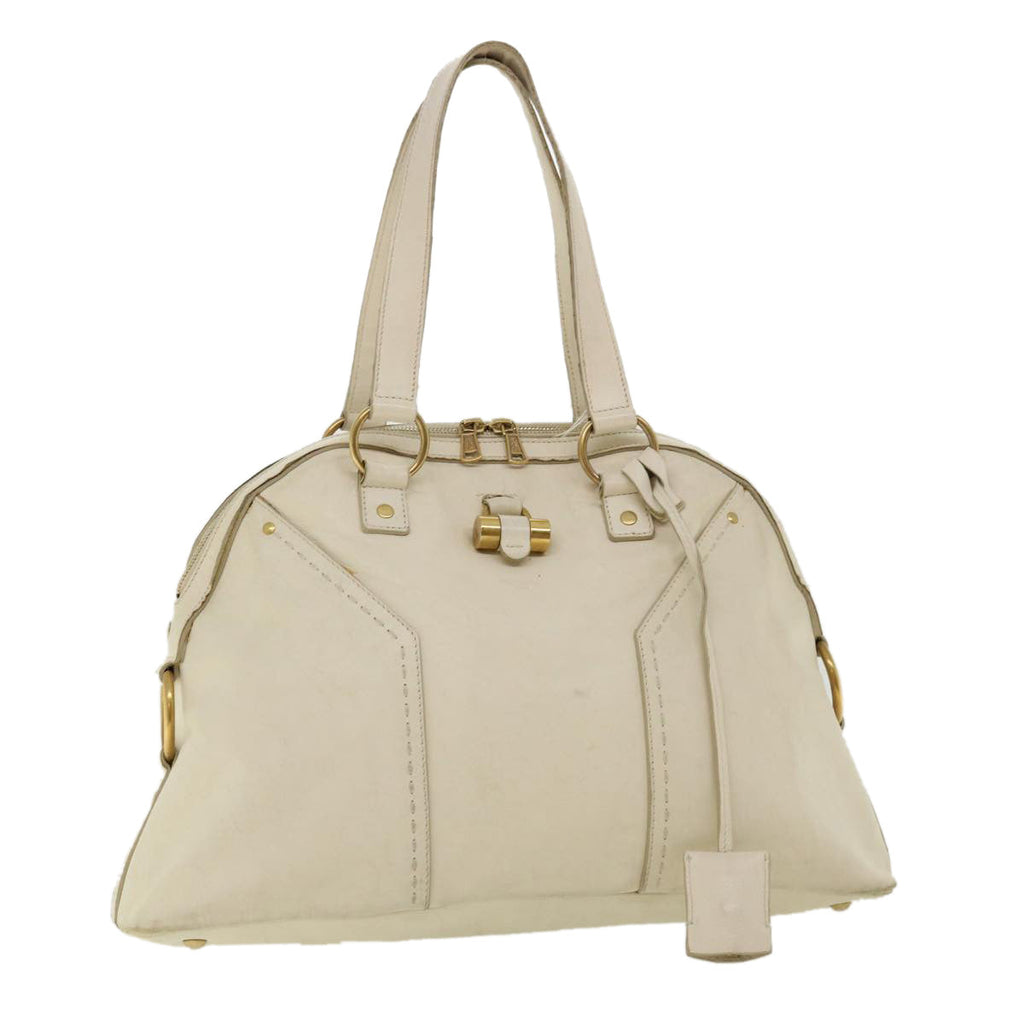 SAINT LAURENT Muse Shoulder Bag Leather White Auth am3205