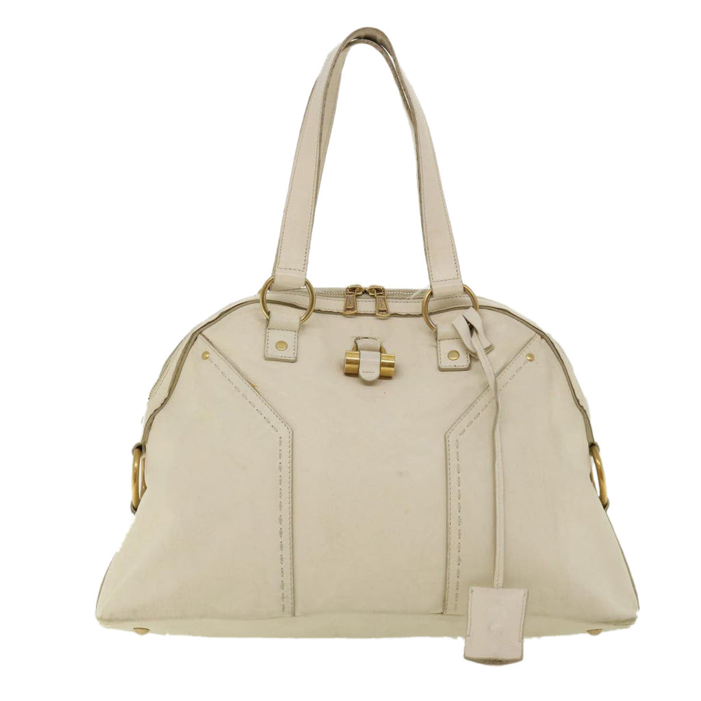SAINT LAURENT Muse Shoulder Bag Leather White Auth am3205