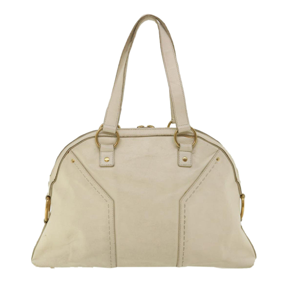 SAINT LAURENT Muse Shoulder Bag Leather White Auth am3205