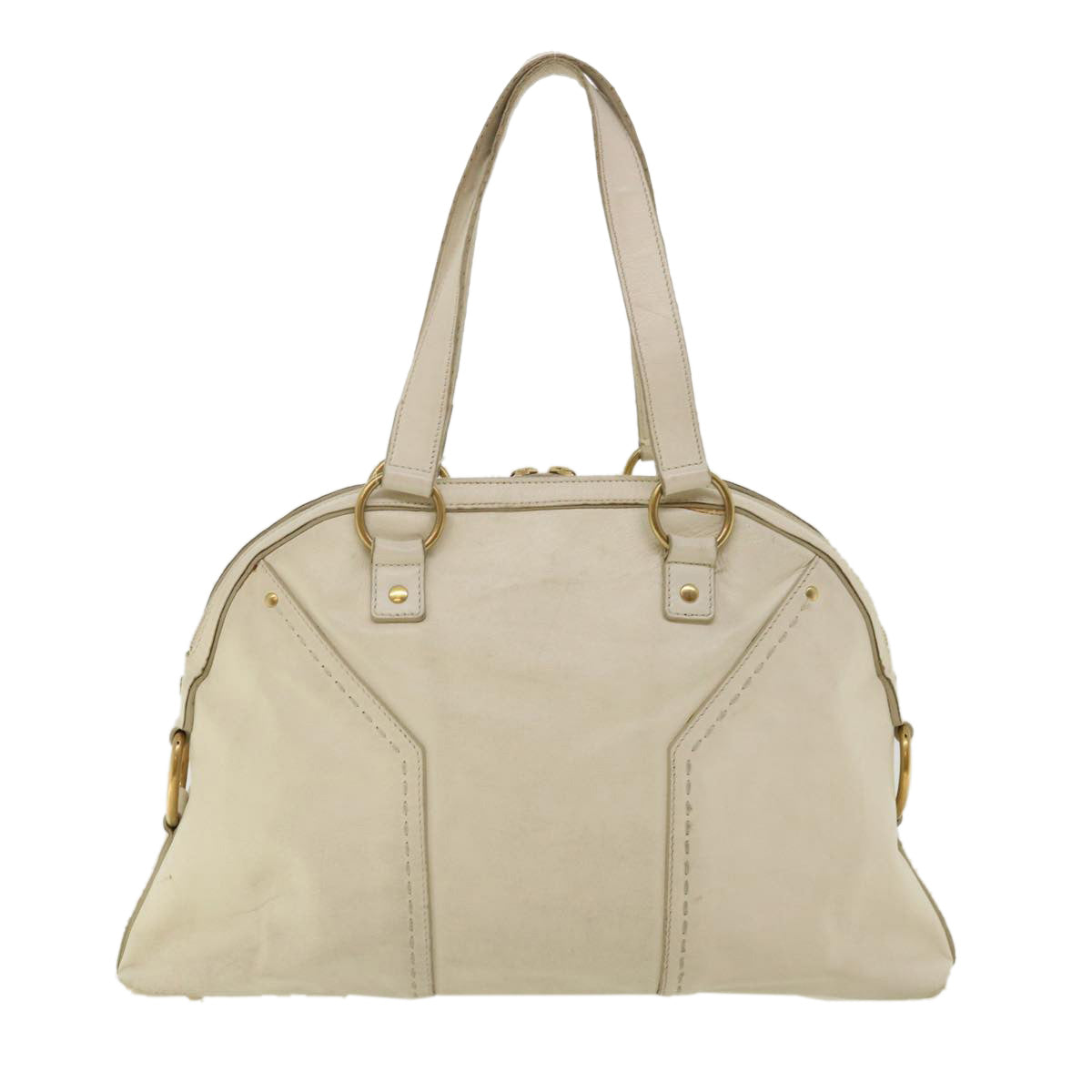 SAINT LAURENT Muse Shoulder Bag Leather White Auth am3205