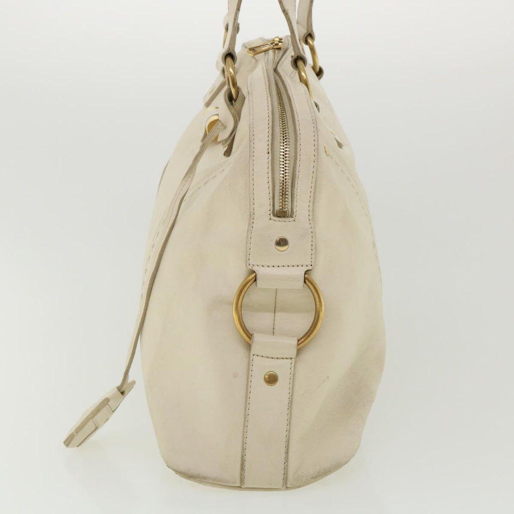 SAINT LAURENT Muse Shoulder Bag Leather White Auth am3205