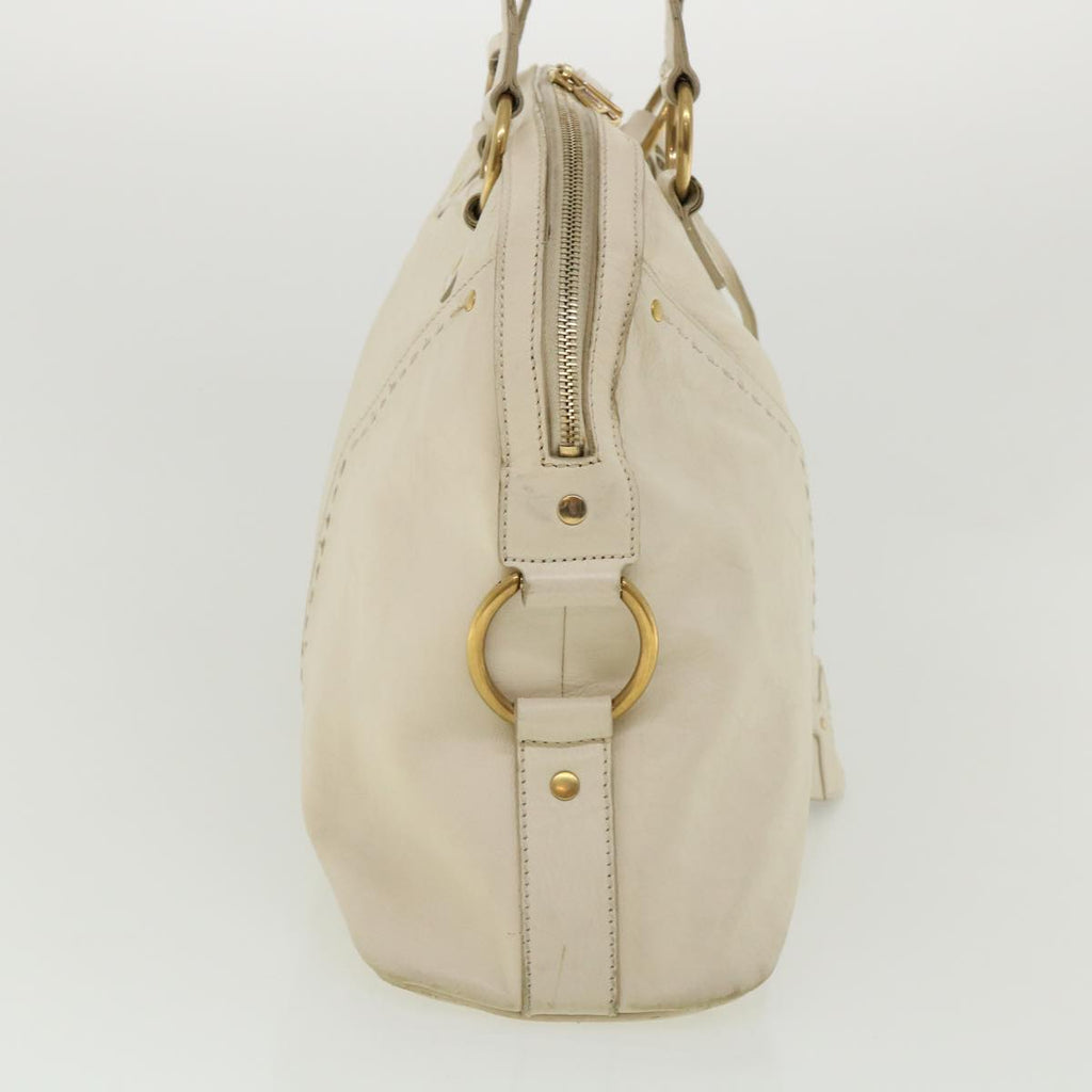 SAINT LAURENT Muse Shoulder Bag Leather White Auth am3205