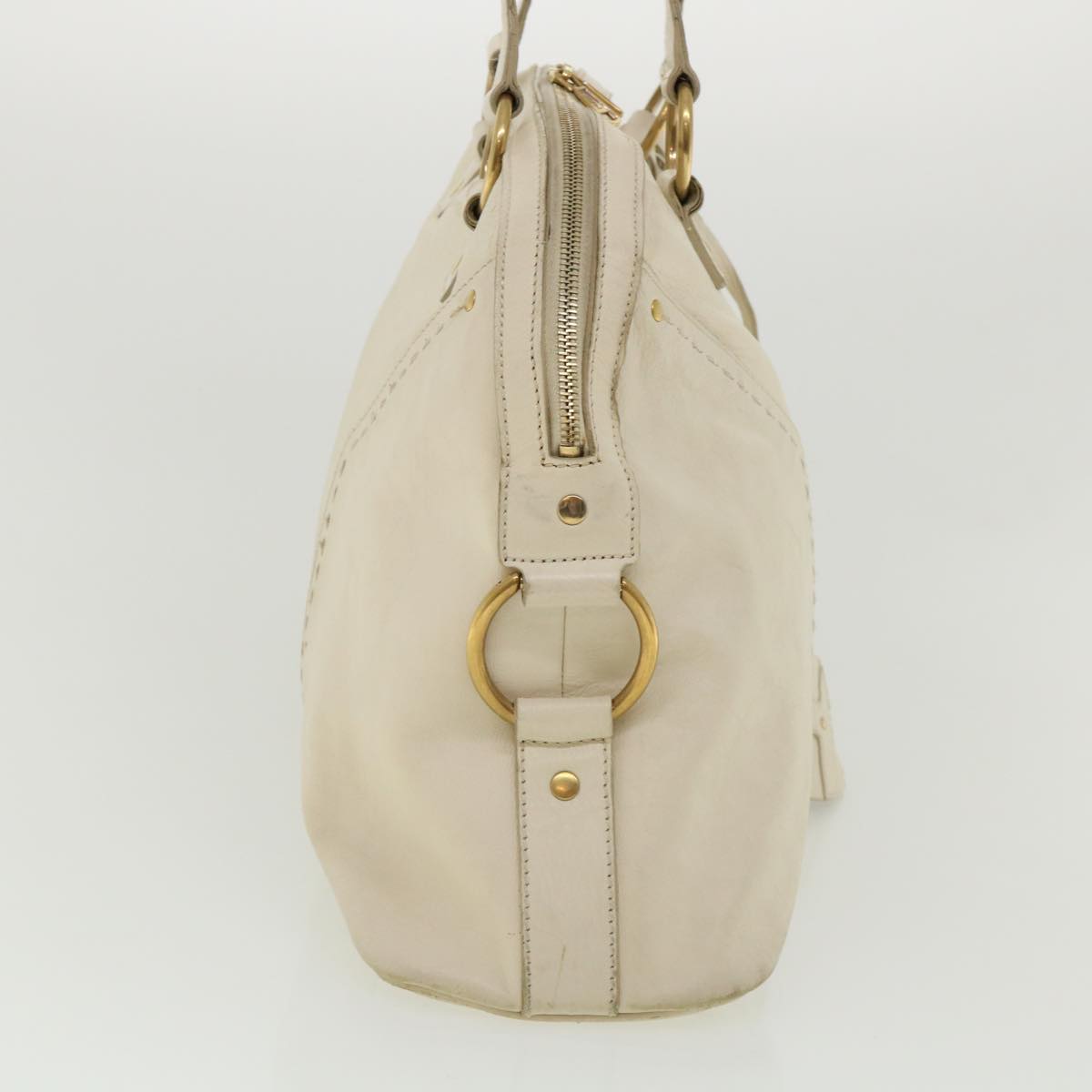 SAINT LAURENT Muse Shoulder Bag Leather White Auth am3205