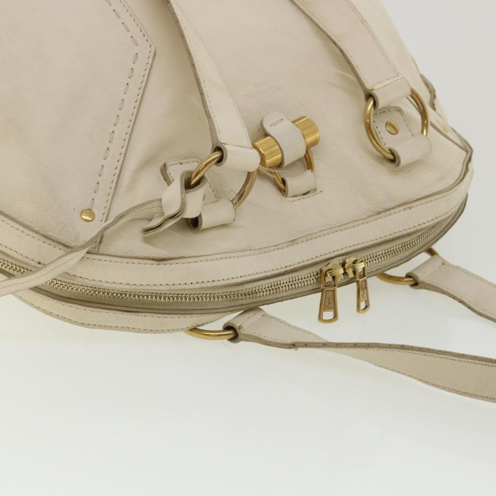 SAINT LAURENT Muse Shoulder Bag Leather White Auth am3205