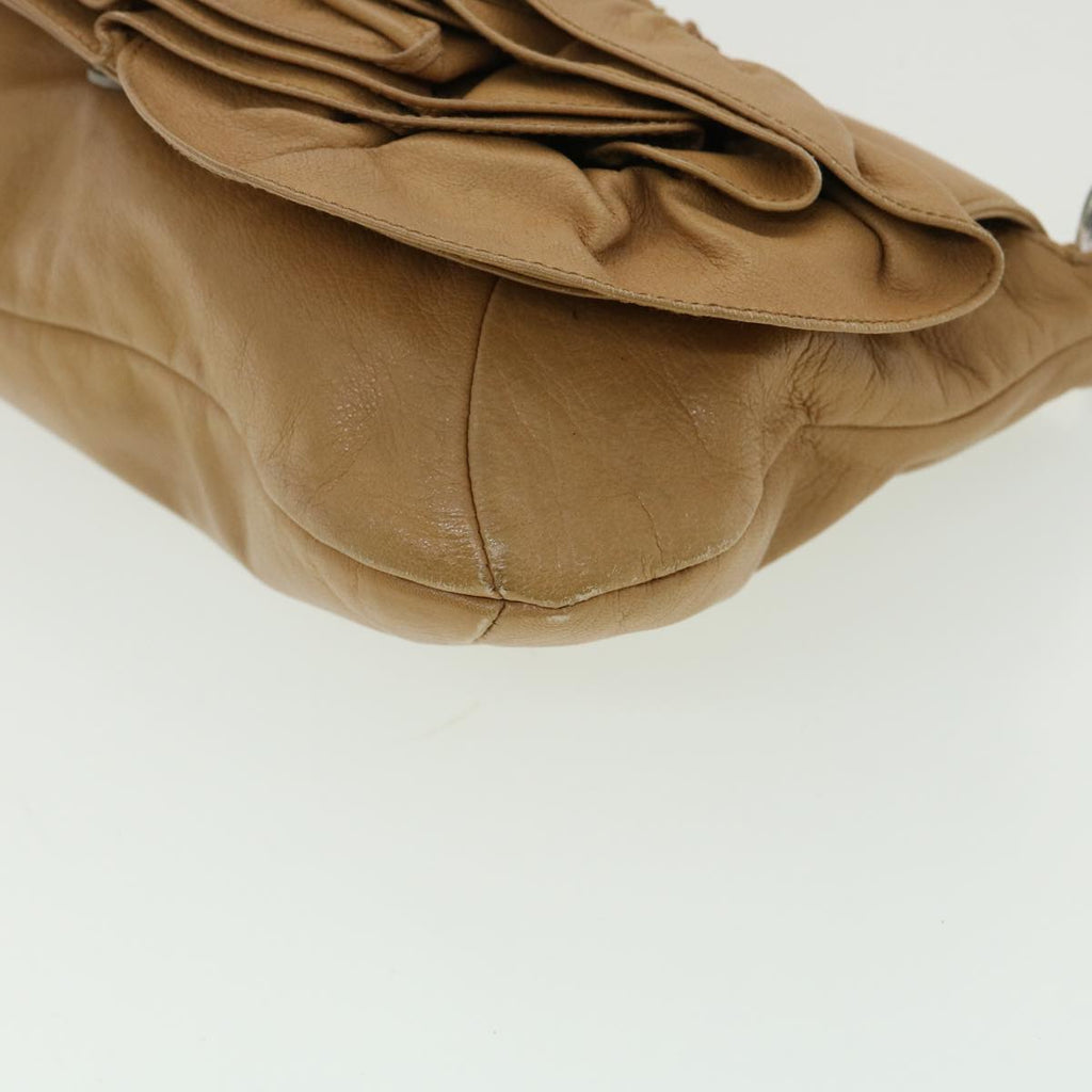 SAINT LAURENT Shoulder Bag Leather Beige Auth am3303