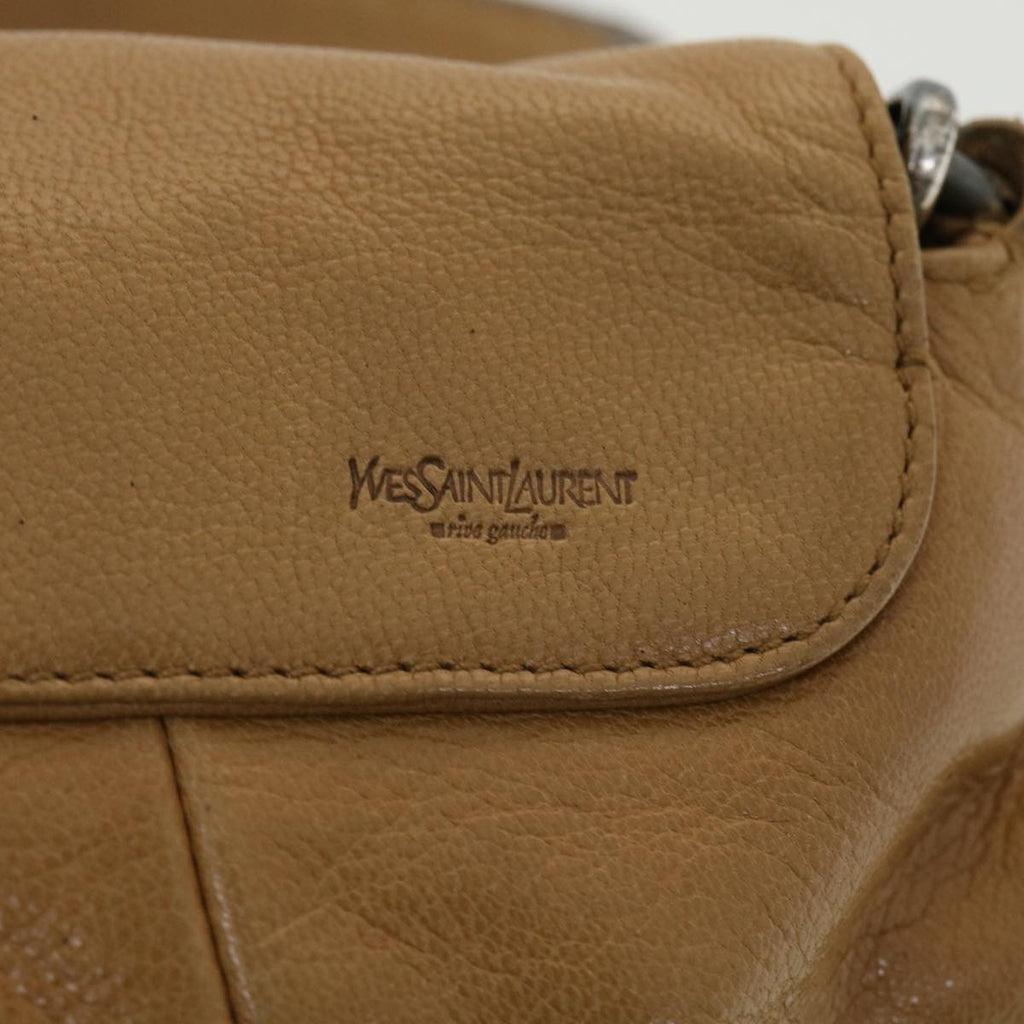 SAINT LAURENT Shoulder Bag Leather Beige Auth am3303